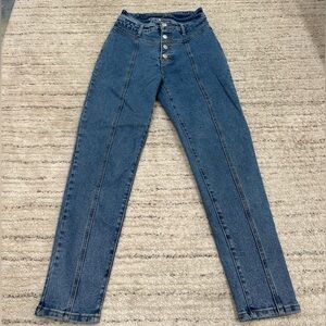 Forever 21 Button Fly Mom Tapered Leg High Rise Jeans